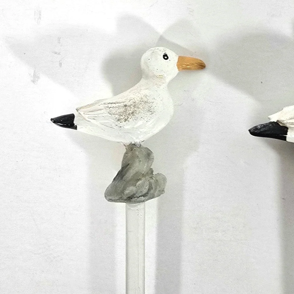 Nautical Seagull Plastic Swizzle Stick Set with Holder Barware Cocktail Stirrers